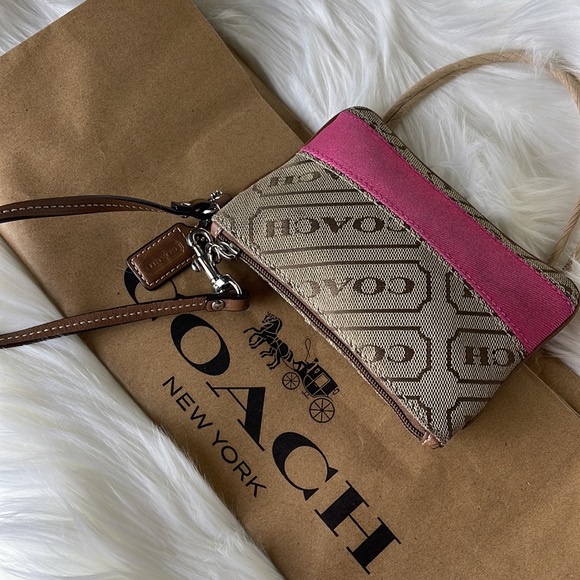 Coach | Brown Pink Wristlet Top Closure - Picture 10 of 10